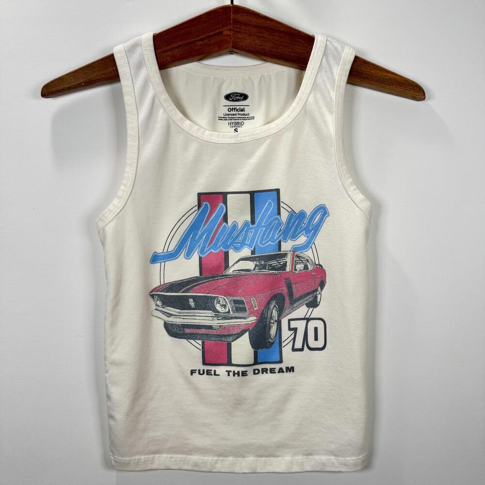 Officially Licensed Ford Mustang "Fuel The Dream" White Tank Top - S